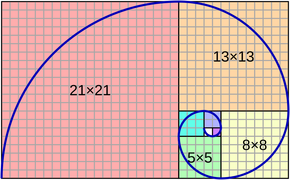 Fibonacci spirali ve altın oran dikdörtgenleri