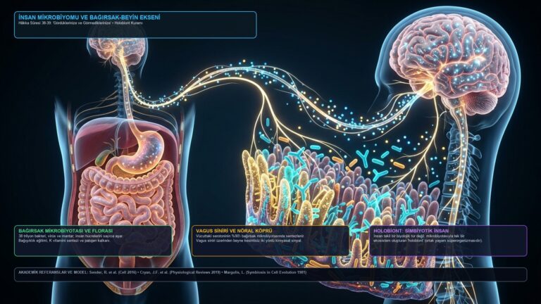 İnsan Mikrobiyomu ve Bağırsak Beyin Ekseni 4K İnfografik